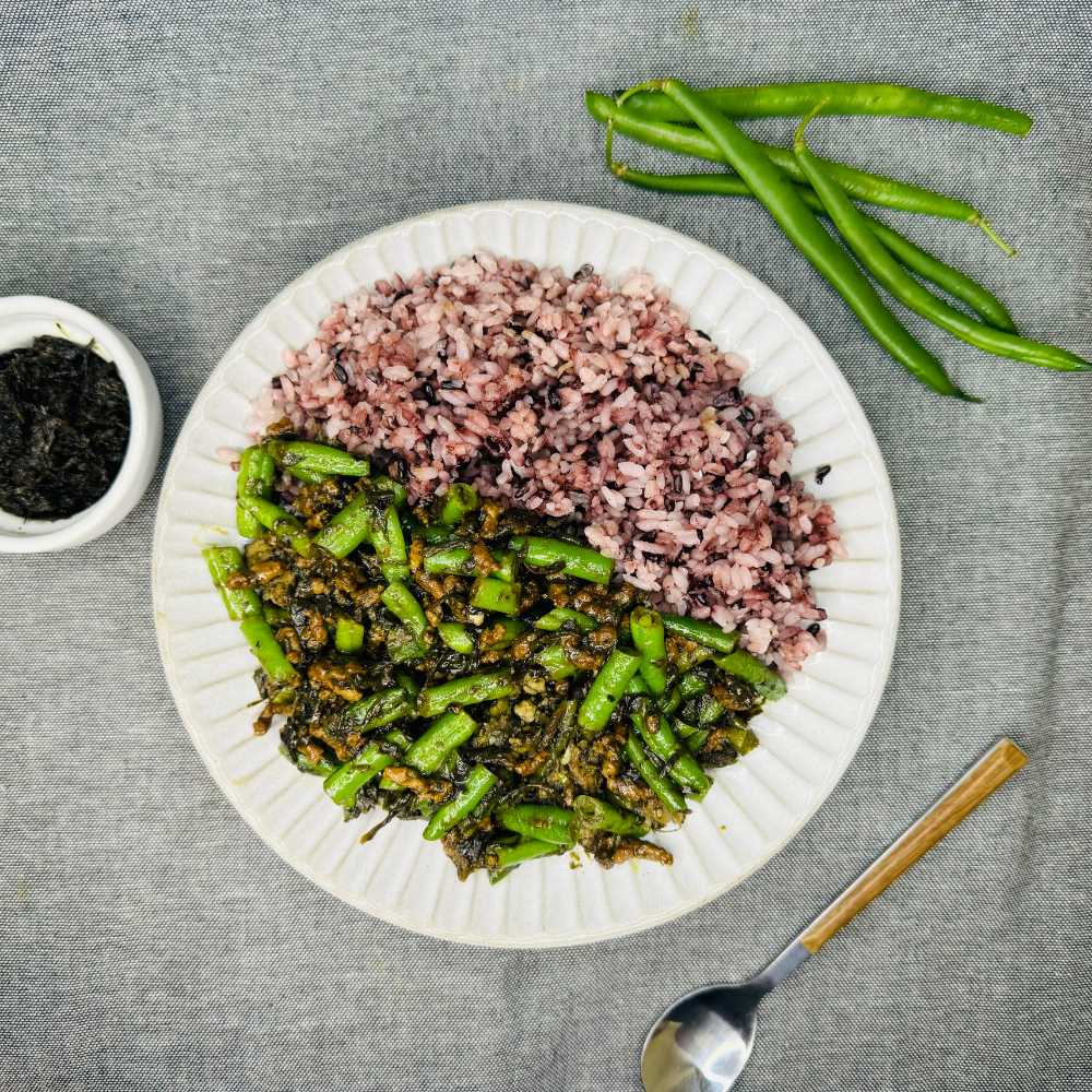 橄榄菜肉末四季豆饭 Stir Fried Chicken Mince with Green Beans and Olive Vegetable